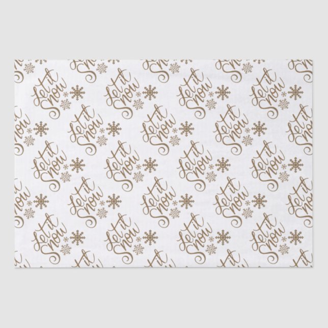 "Let it Snow" Christmas Gold Glitter Tissue Paper (Front)