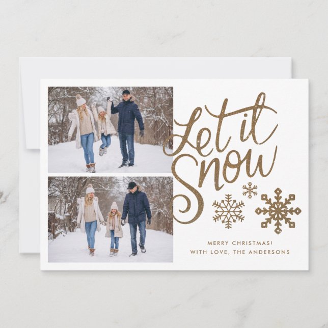 Let it Snow Christmas Holiday 2 Photo Card (Front)