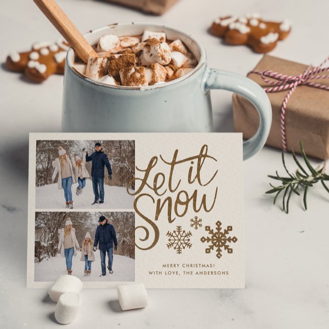 Let it Snow Christmas Holiday 2 Photo Card (Creator Uploaded)