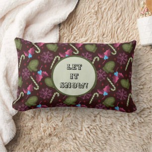 Let It Snow Christmas Mittens Lumbar Pillow