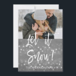 Let It Snow Christmas Photo Card<br><div class="desc">Let it Snow! Christmas Charcoal Grey Hand Lettered Script Winter Snowflake Photo Card. The photo and text of this hand lettered brush script can be updated and customized with your photo and name. This card also displays your name on the back of the Christmas Card.</div>
