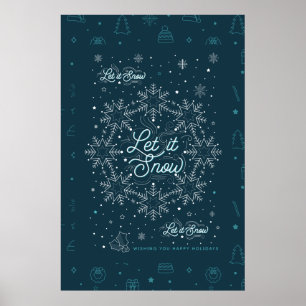 Let It Snow Christmas Poster 24x36 / Noir