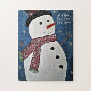 Let It Snow Christmas Snowman Puzzle