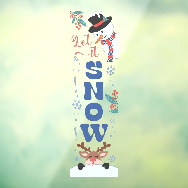 Let It Snow Christmas Snowman Reindeer  Window Cling (Sheet 3)