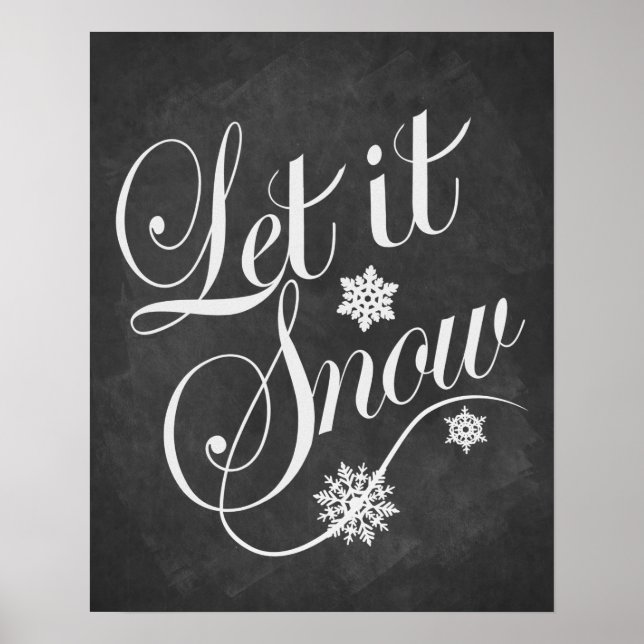 Let It Snow Christmas vintage chalkboard print (Front)