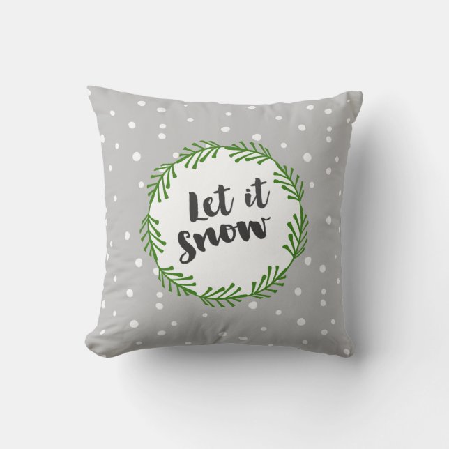 Let it Snow Cozy Winter Wonderland Throw Pillow (Front)
