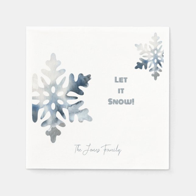 Let it Snow Custom Snowflake Cocktail Napkin (Front)