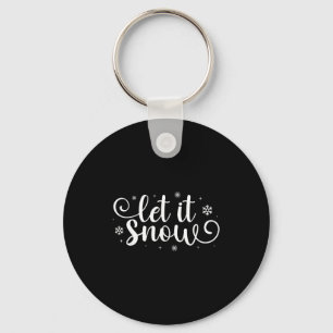 Let It Snow Cute Christmas Snowflakes Winter Holid Keychain