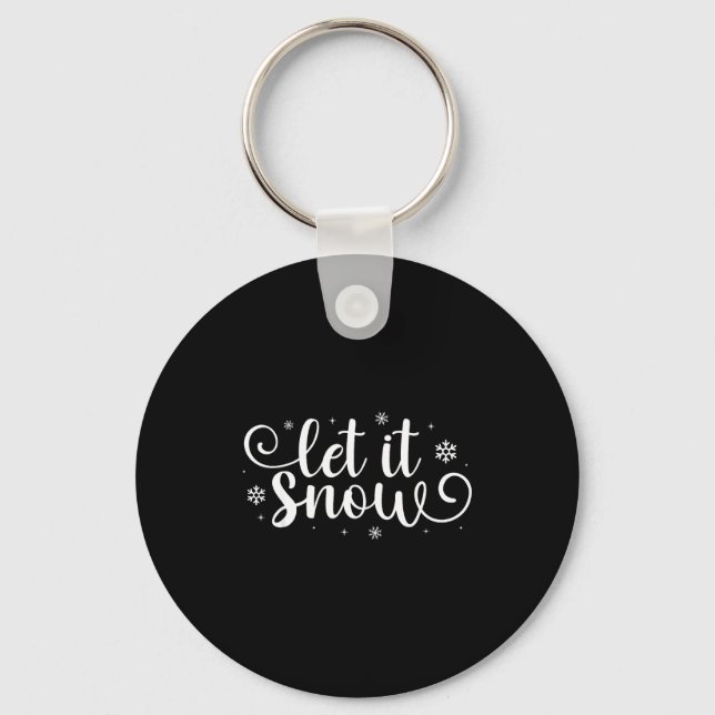 Let It Snow Cute Christmas Snowflakes Winter Holid Keychain (Front)