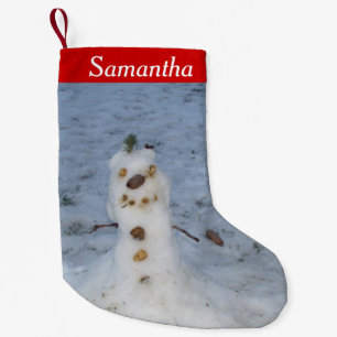 Let it Snow Cute Small Nature Snowman Christmas Stocking