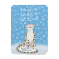 'Let it snow' cute snow leopard Christmas magnet