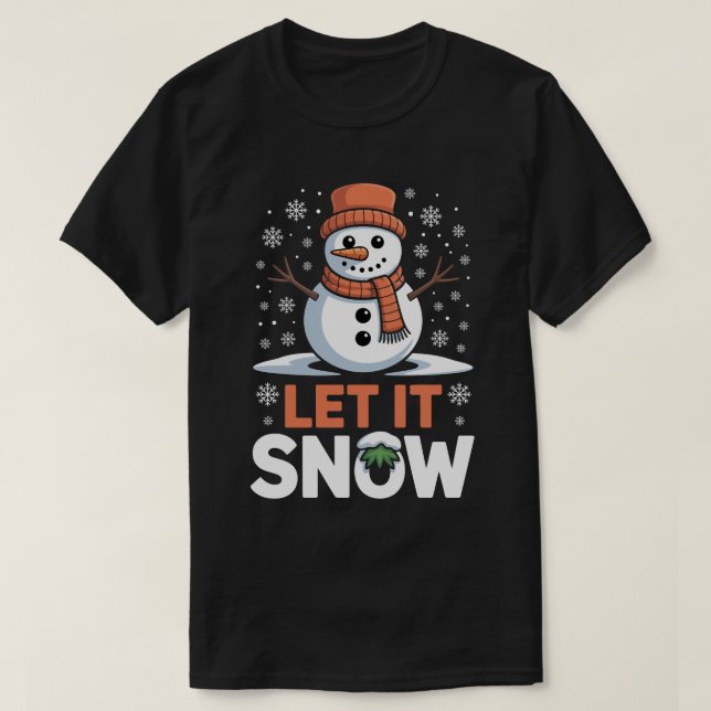 Let It Snow Cute Snowman Tee (Design Front)