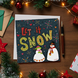 Let it Snow Cute Snowmen Christmas Holiday  Card