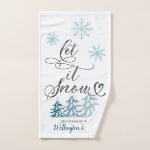 Let it snow elegant Christmas personalized Hand Towel