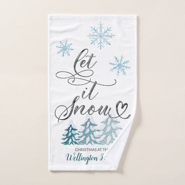 Let it snow elegant Christmas personalized Hand Towel (Hand Towel)