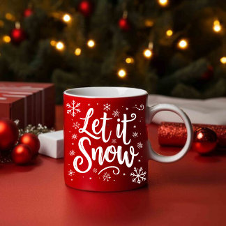 Let It Snow Elegant Script Christmas Festive Mug