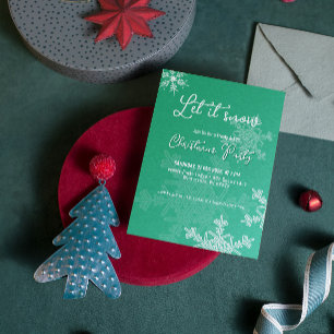 Let it snow emerald snowflakes Christmas Party Invitation