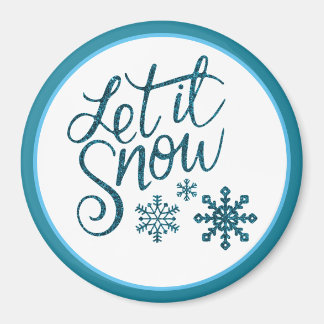 Let it Snow Faux Blue Glitter Magnet