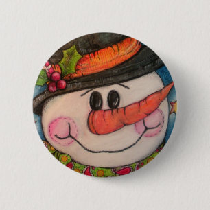 Let It Snow - Frosty Snowman 2 Inch Round Button
