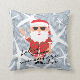 Let It Snow Funny Florida Christmas Santa Throw Pillow