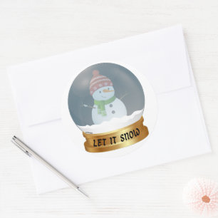 LET IT SNOW funny snowman in globe                 Classic Round Sticker
