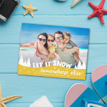 Let it snow funny vacation beach Christmas Holiday Postcard<br><div class="desc">Share one of your favourite vacation pictures with this funny photo Christmas postcard featuring a modern overlay with the wording "Let it snow somewhere else" decorated with white pines and snowflakes. The reverse of the postcard is fully customizable with your return address, your personal greeting message, and your name (delete...</div>