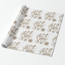 Let It Snow Gold Wrapping Paper