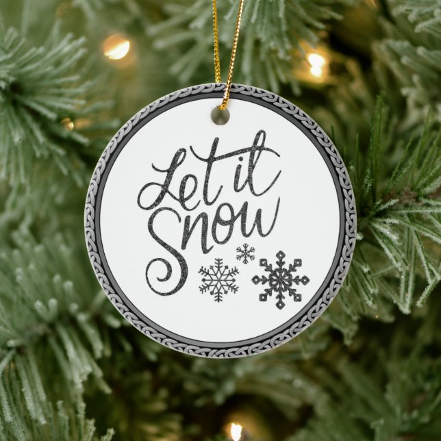 Let it Snow Grey and White Ornament (Tree)