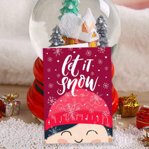 Let It Snow Happy Child Winter Beanie Holiday Card