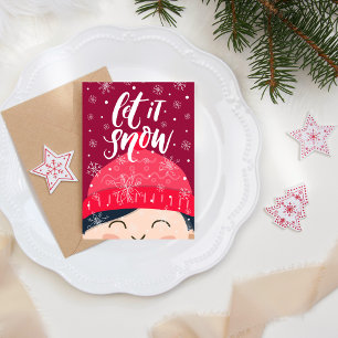 Let It Snow Happy Child Winter Beanie Holiday Card