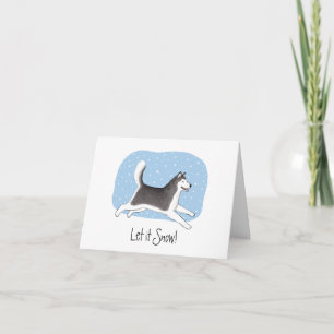 "Let it Snow!" Happy Malamute Husky Dog Christmas Holiday Card