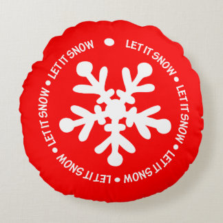 Let It Snow Happy Round Pillow