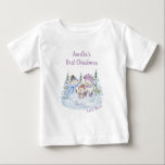 Let it Snow Happy Snowman Girl's First Christmas Baby T-Shirt<br><div class="desc">Cute personalized christmas tee for baby's first christmas. This cute watercolor design is lettered with "let it snow" and features a happy family of snowmen and christmas trees. The template is ready for you to personalize the remaining wording.</div>