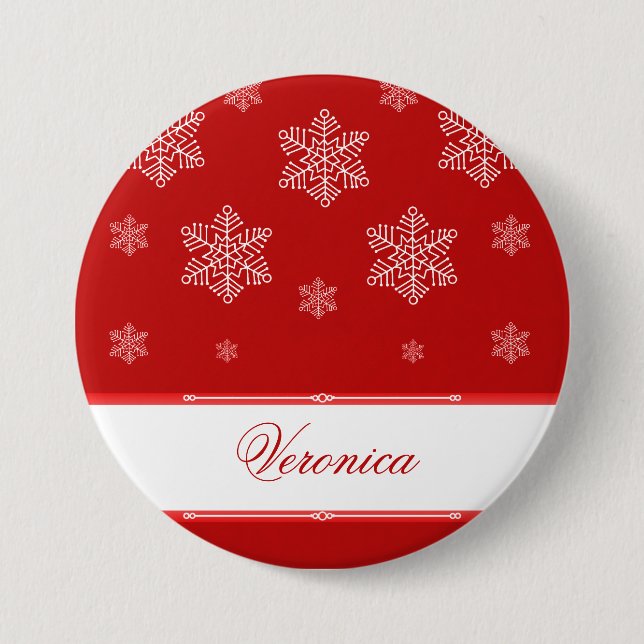 Let it Snow Holiday Button, Red 3 Inch Round Button (Front)