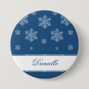 Let it Snow Holiday Button, Royal Blue 3 Inch Round Button