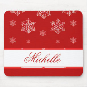 Let it Snow Holiday Mousepad, Red Mouse Pad