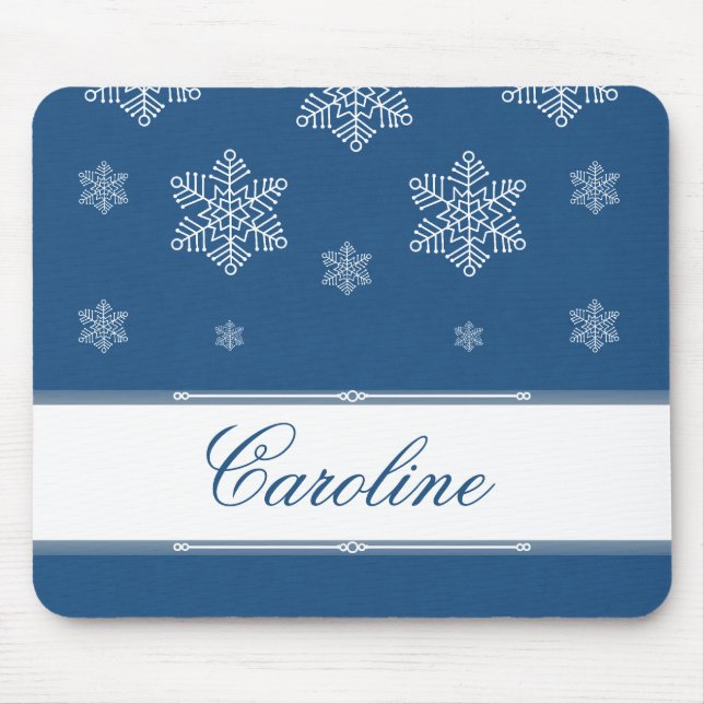 Let it Snow Holiday Mousepad, Royal Blue Mouse Pad (Front)