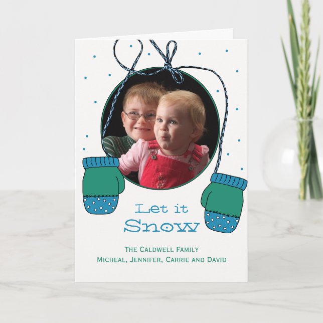 Let It Snow Holiday Photo Greeting Card (Front)