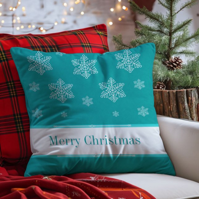 Let it Snow Holiday Pillow, Aqua Throw Pillow (Aqua Let it Snow Holiday Throw Pillow)