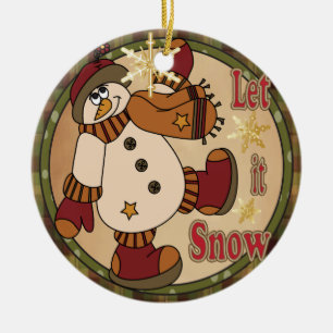 Let it Snow Holiday Snowman Ornament