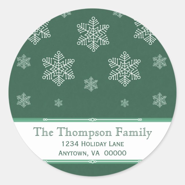 Let it Snow Holiday Stickers, Green Classic Round Sticker (Front)