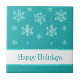 Let it Snow Holiday Tile, Aqua Tile