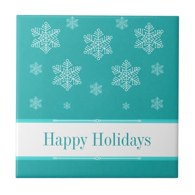 Let it Snow Holiday Tile, Aqua Tile (Front)