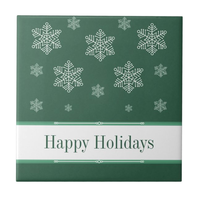 Let it Snow Holiday Tile, Green Tile (Front)