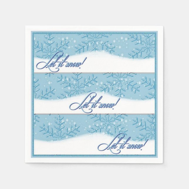 Let It Snow Ice Blue Christmas Napkins (Front)