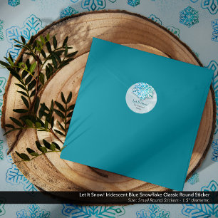Let It Snow! Iridescent Cool Blue Snowflake Classic Round Sticker