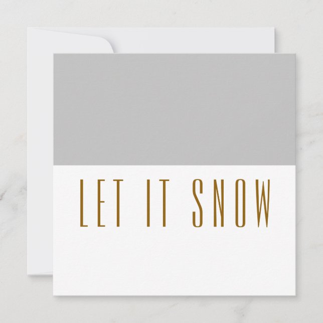 LET IT SNOW Modern Light Grey White Colour Block Holiday Card (Front)