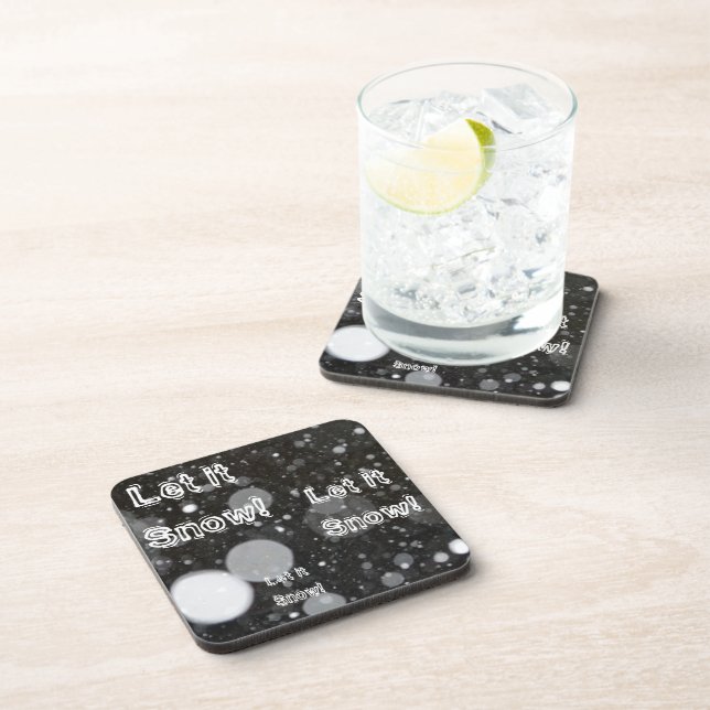 Let it Snow on a Snowy Background Coaster (Right Side)