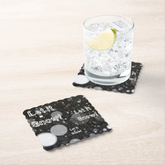 Let it Snow on a Snowy Background Paper Coaster (Insitu)