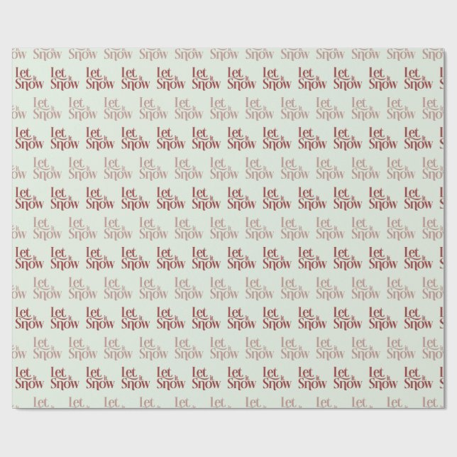 "Let it Snow" Pale Green Christmas Wrapping Paper (Flat)